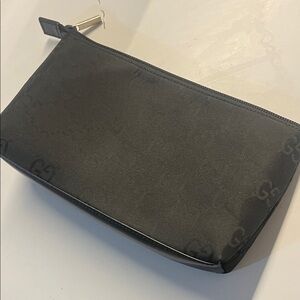 Gucci monogram canvas pouch lambskin bottom silver hardware!